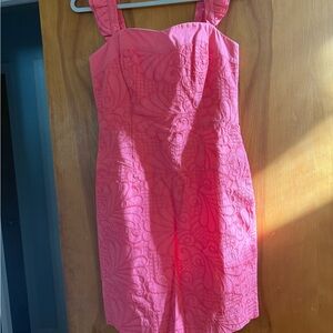 Pink Sleeveless Dress with Floral Pattern